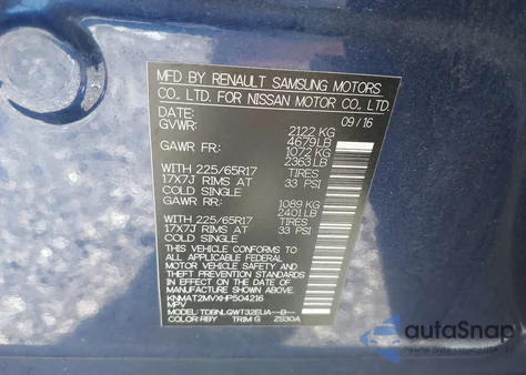 2017 Nissan Rogue Sv from USA, damaged, VIN KNMAT2MVXHP504216